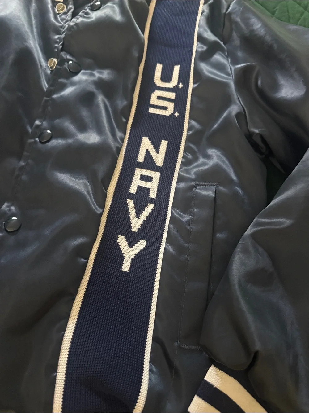U.S. Navy Men's Navy Blue Satin Bomber Jacket